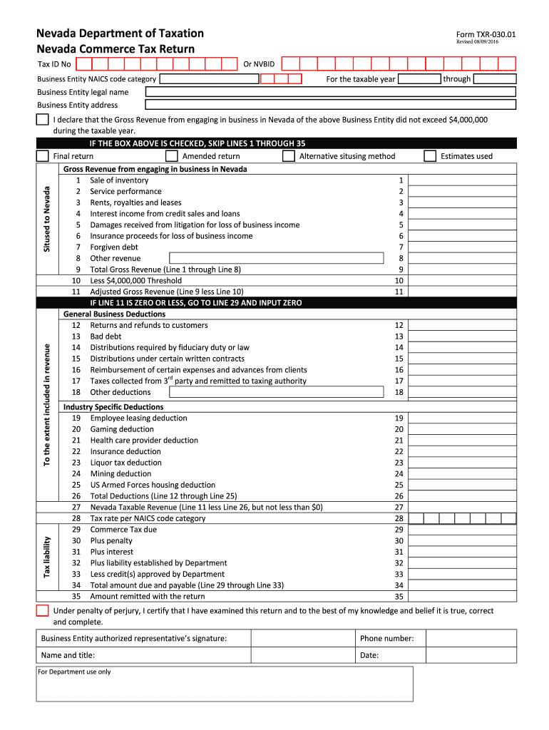  Nevada Commerce Tax 2016