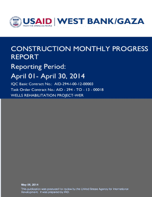 CONSTRUCTION MONTHLY PROGRESS REPORT Reporting PDF Usaid  Form