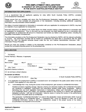 Sapol Pre Employment Declaration  Form