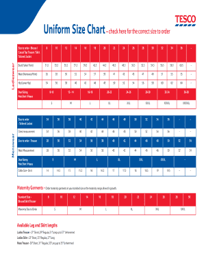 Tesco Staff Uniform Order Form