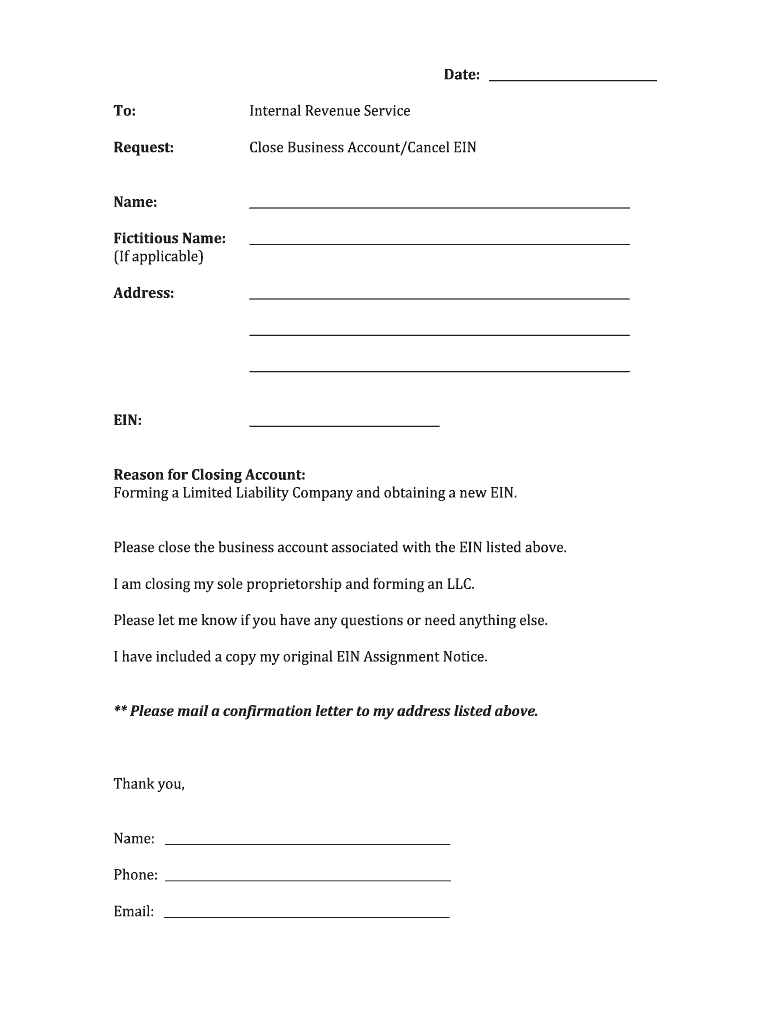 Ein Cancellation Letter  Form