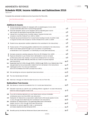 Complete This Schedule to Determine Line 3 and Line 6 of Form M1 Revenue State Mn