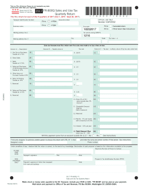 FR 800Q Sales and Use Tax Quarterly Return Fill in Version Otr Cfo Dc  Form