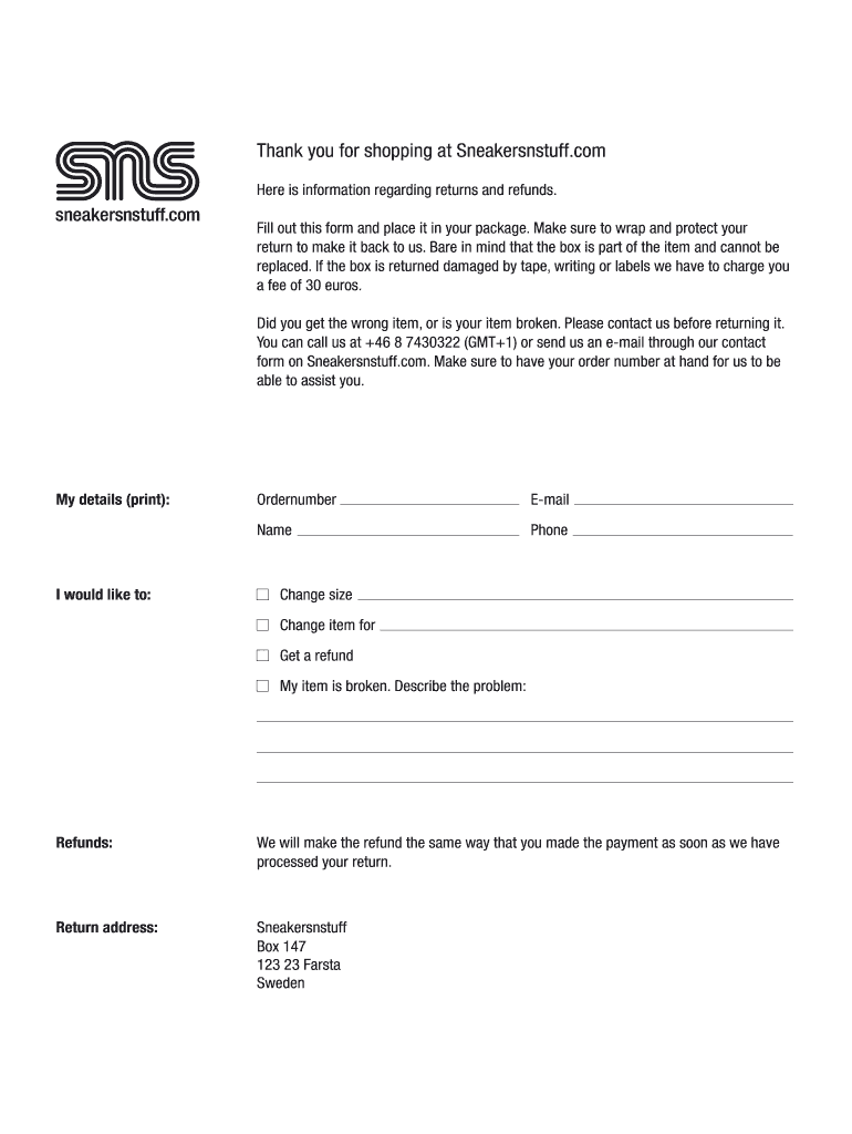 Sneakersnstuff Returns ENG Site  Form