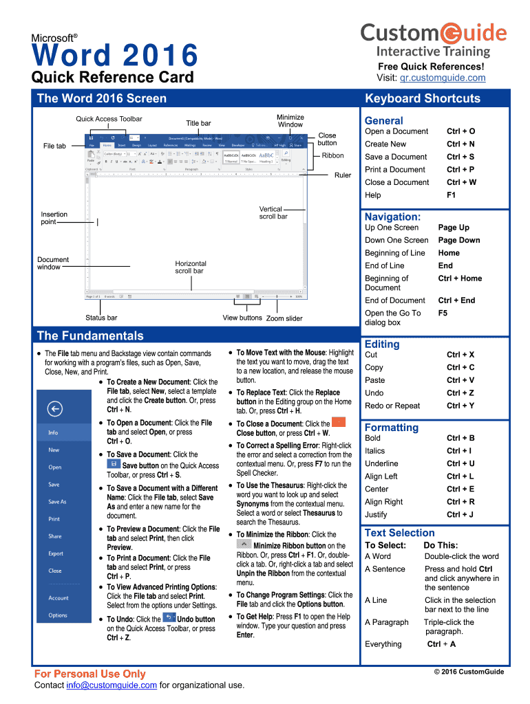 Microsoft Word Cheat Sheet PDF  Form