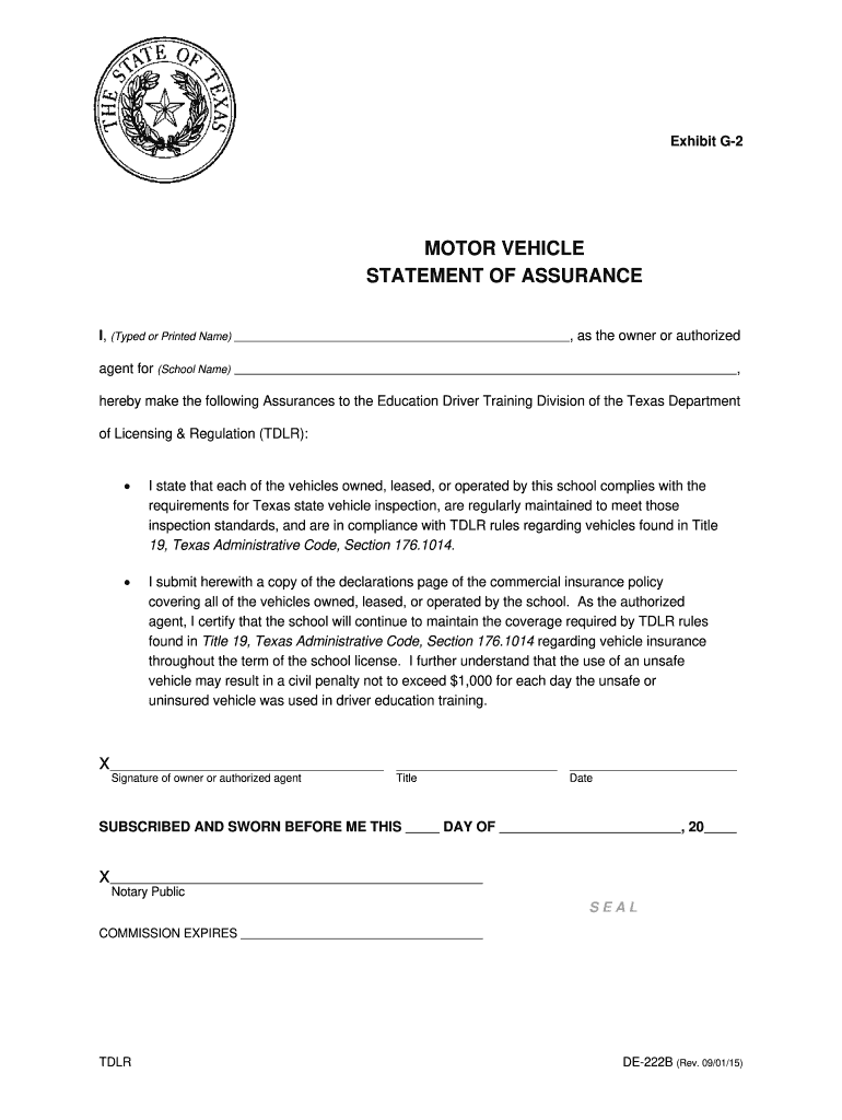 Statement of Assurance Texas  Form