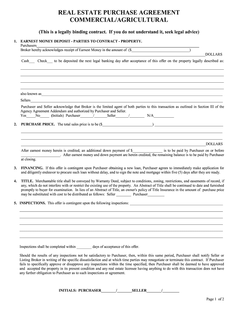 South Dakota Purchase Agreement Form