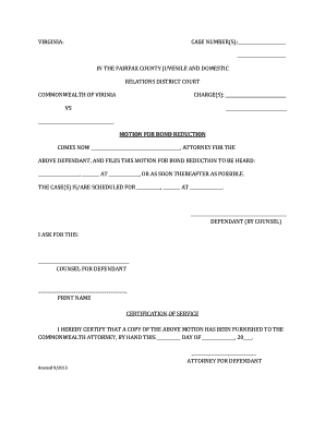  Motion for Bond Reduction Forms Fairfaxcounty 2013