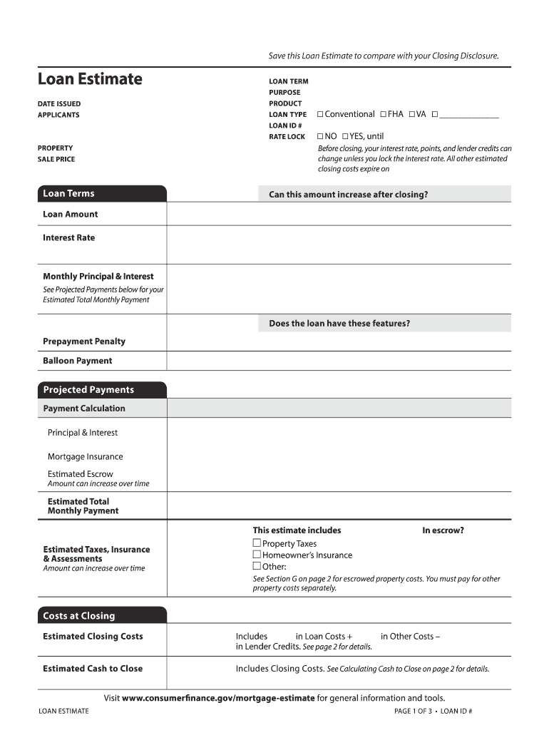 What is Loan Estimate Form