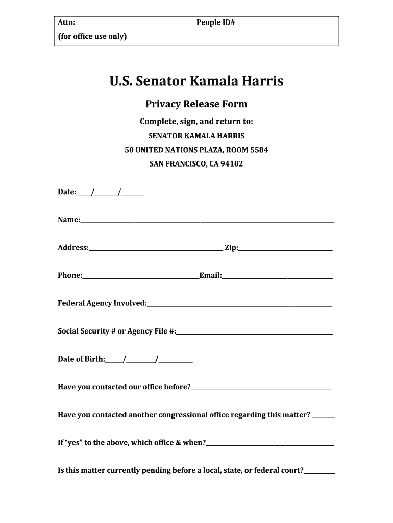 Kamala Harris Privacy Release Form