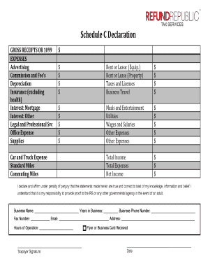 Schedule C Declaration  Form