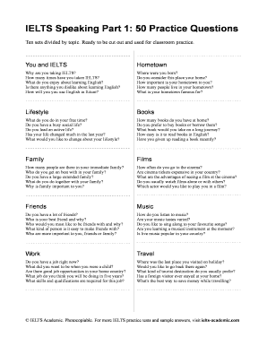 Ielts Speaking  Form