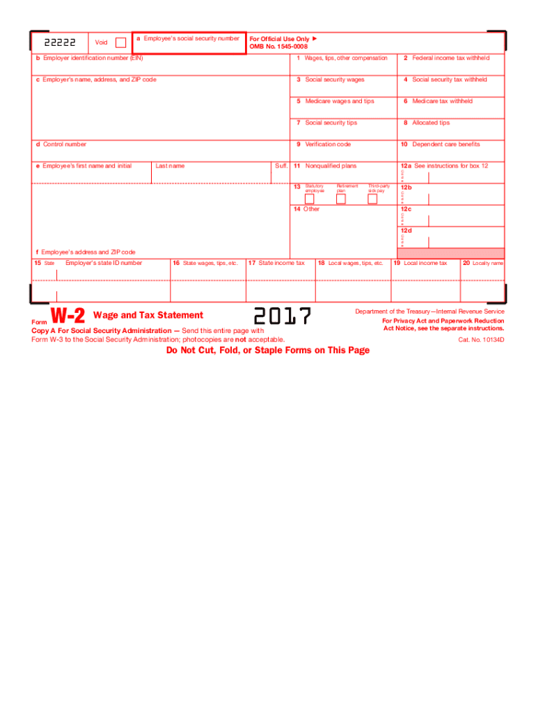  IRS W 2 Form 2017