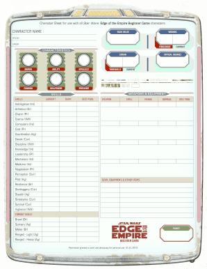 Edge of the Empire Character Sheet Fillable  Form