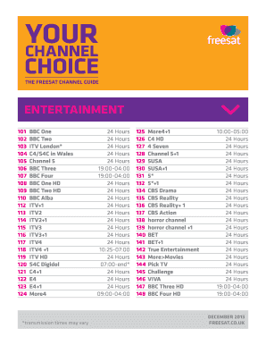 Sat Channel List PDF  Form