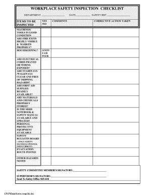 Health and Safety Checklists for the Workplace  Form