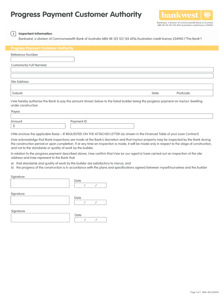  Progress Payment Customer Authority 2013-2024