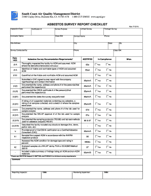Asbestos Survey Checklist  Form