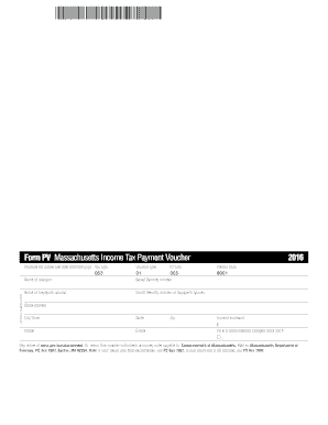 Form PV Massachusetts Income Tax Payment Voucher Mass