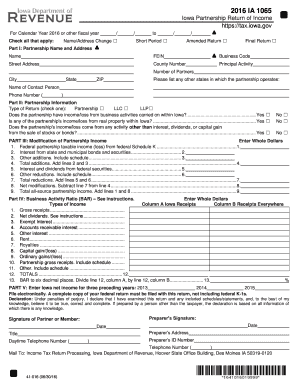  IA 1065 Partnership Return of Income, 41 016 2016-2024