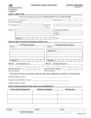 VOCH1 ONLINE MEDICAL QUESTIONNAIRE  Form