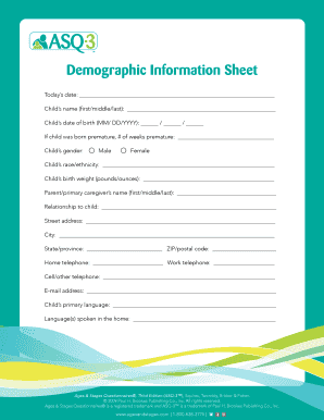 Demographic Information Sheet