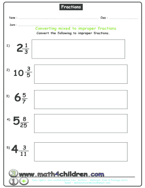 Math4children Worksheets  Form