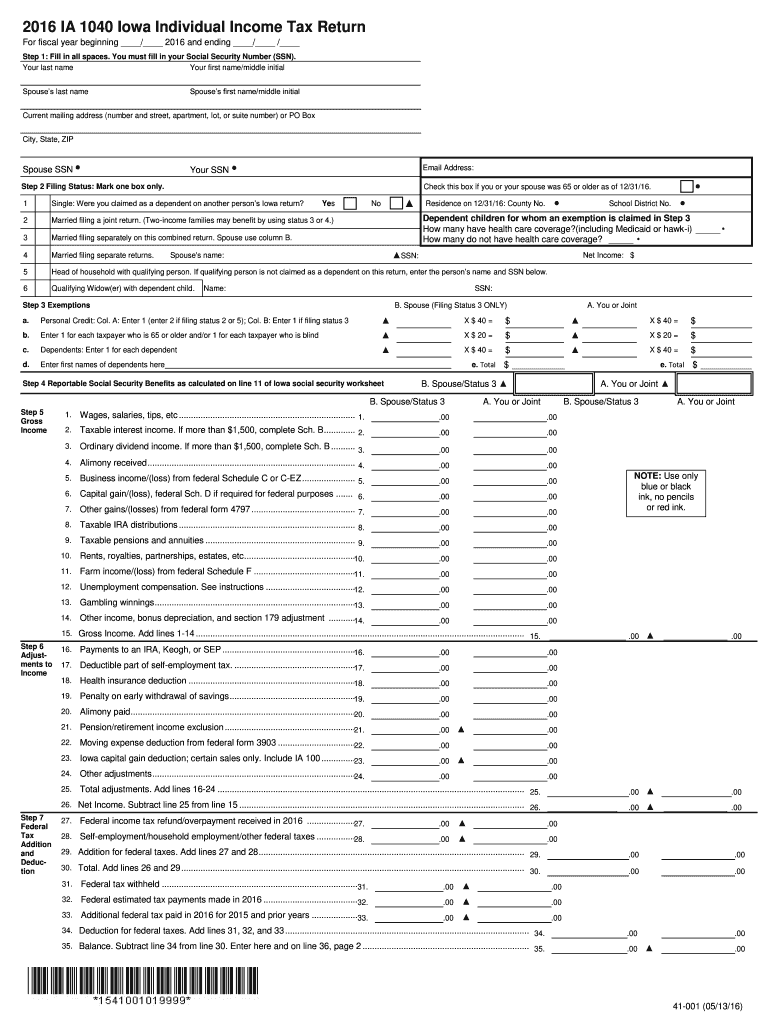 Get and Sign Iowa Income Tax Forms Fillable 2016