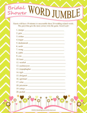 Hilarious Bridal Shower Games  Form