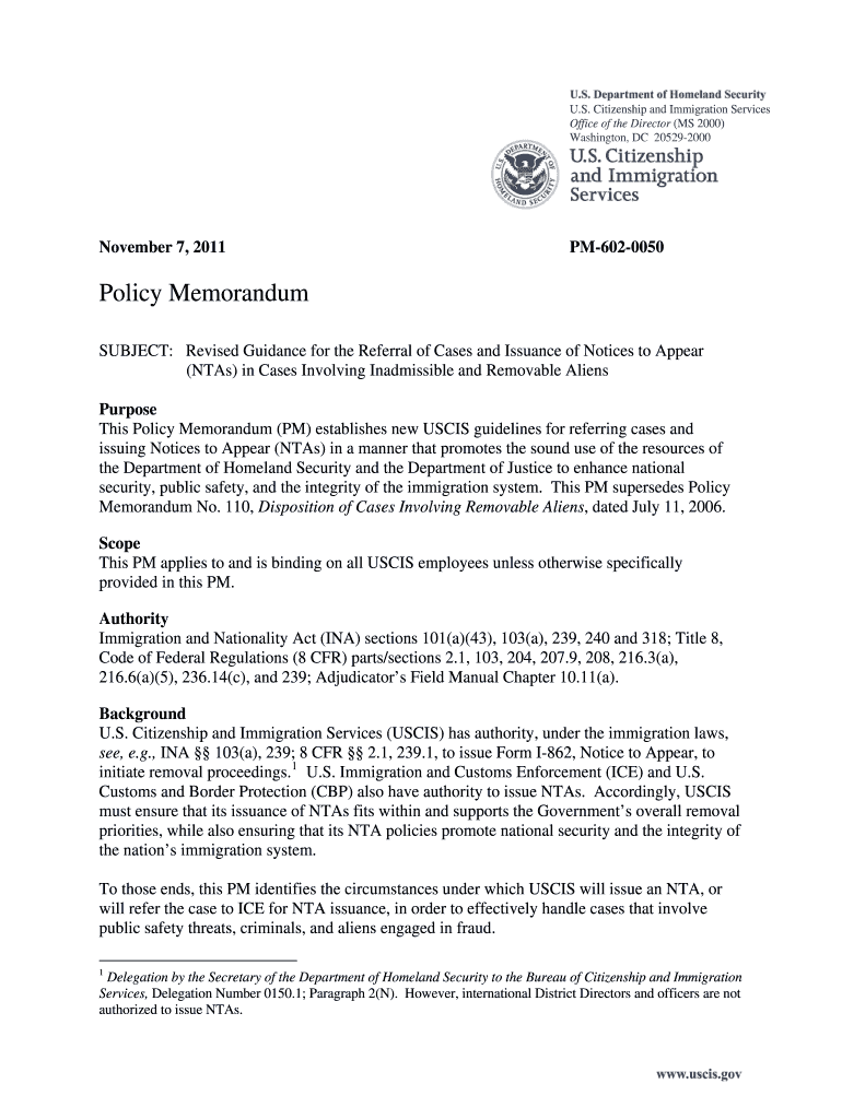 Notices to Appear  Uscis  Form