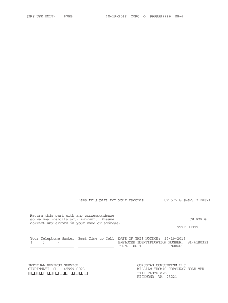  Cp575 Internal Revenue Form 2007-2024