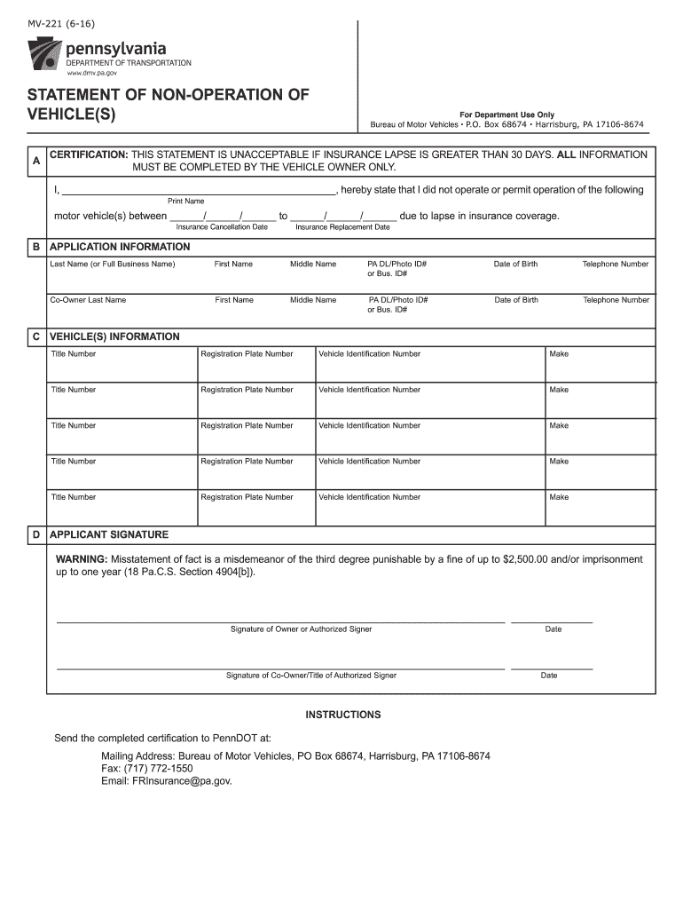  Www Dmv Pa Gov Mv 221 2016-2024