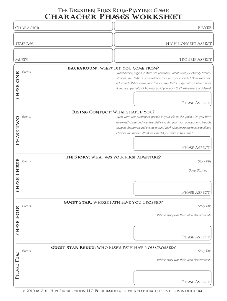 The Dresden Files Role Playing Game  Form