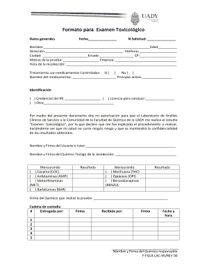 Formato Para Examen Toxicol Gico