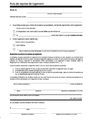  Avis De Reprise De Logement PDF 2016-2024