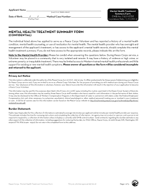 Treatment Summary Example  Form