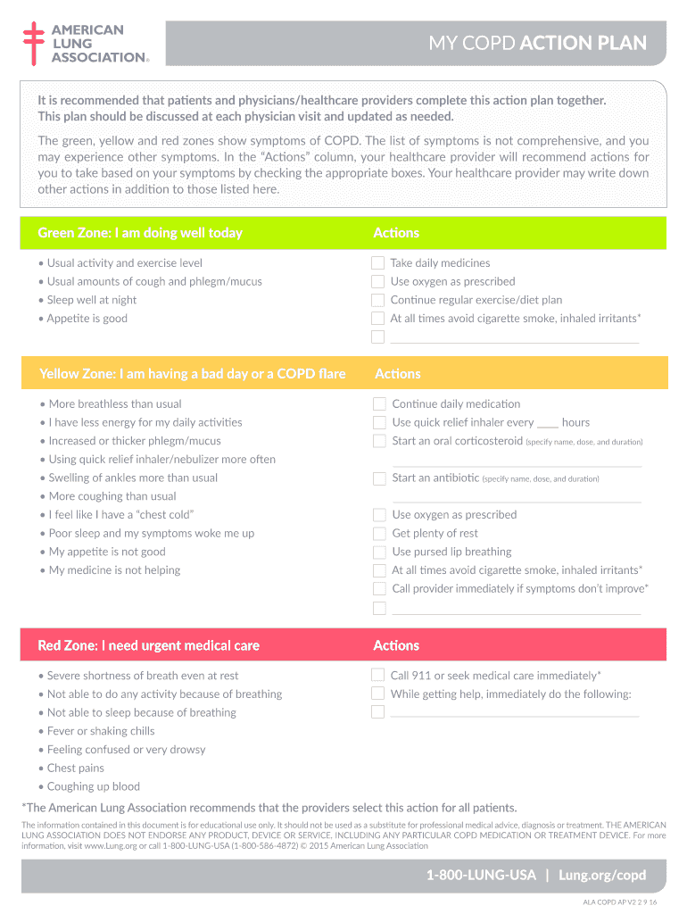 Copd Action Plan Template  Form