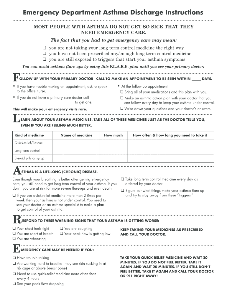 Asthma Instructions  Form