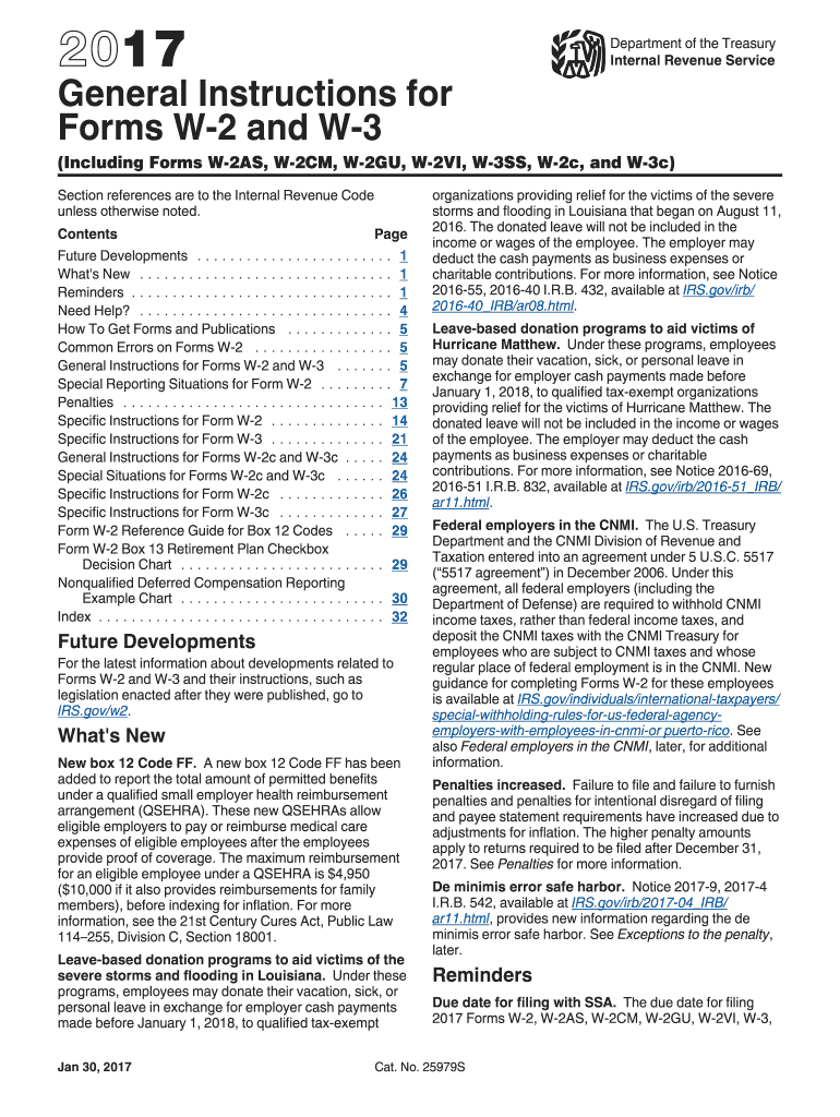  W2 Instructions  Form 2017