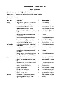 Person Specification Example  Form