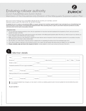 Zurich Enduring Rollover Form