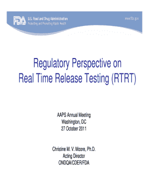 Regulatory Perspective on Real Time Release Testing RTRT Fda  Form