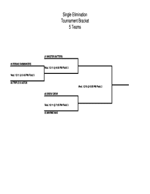 5 Team Bracket  Form