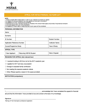 Nsfas Appeal Form