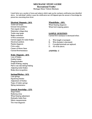 State of Michigan Mechanic Test Answers  Form