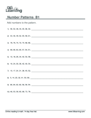 Pattern Worksheets for Grade 1 PDF  Form