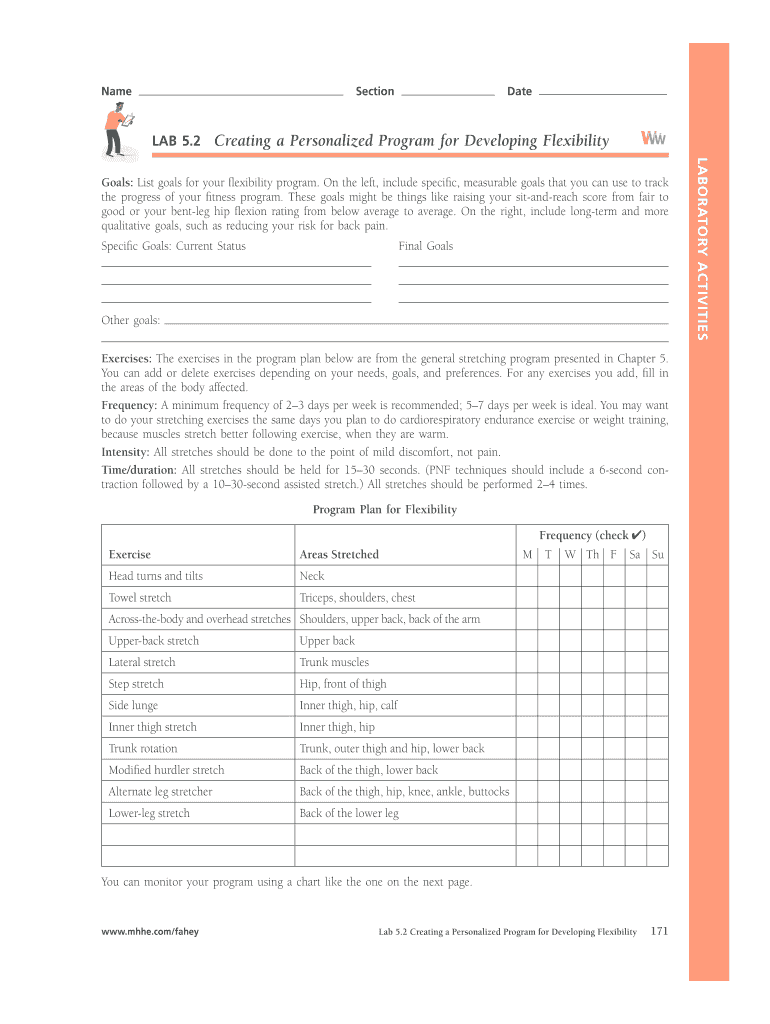 Lab 5 2 Creating a Personalized Program for Developing Flexibility  Form