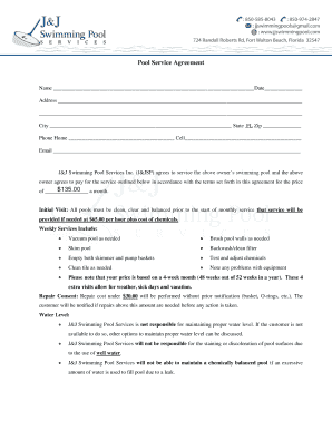 Pool Service Agreement  Form
