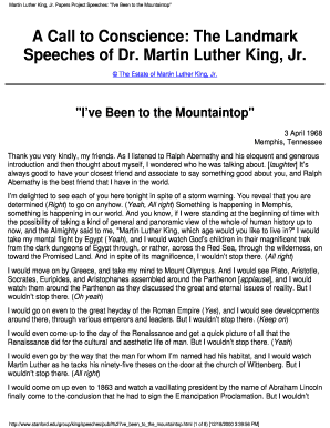 I&#039;ve Been to the Mountaintop Speech PDF  Form