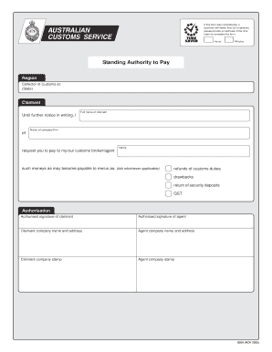 Standing Authority to Pay  Form